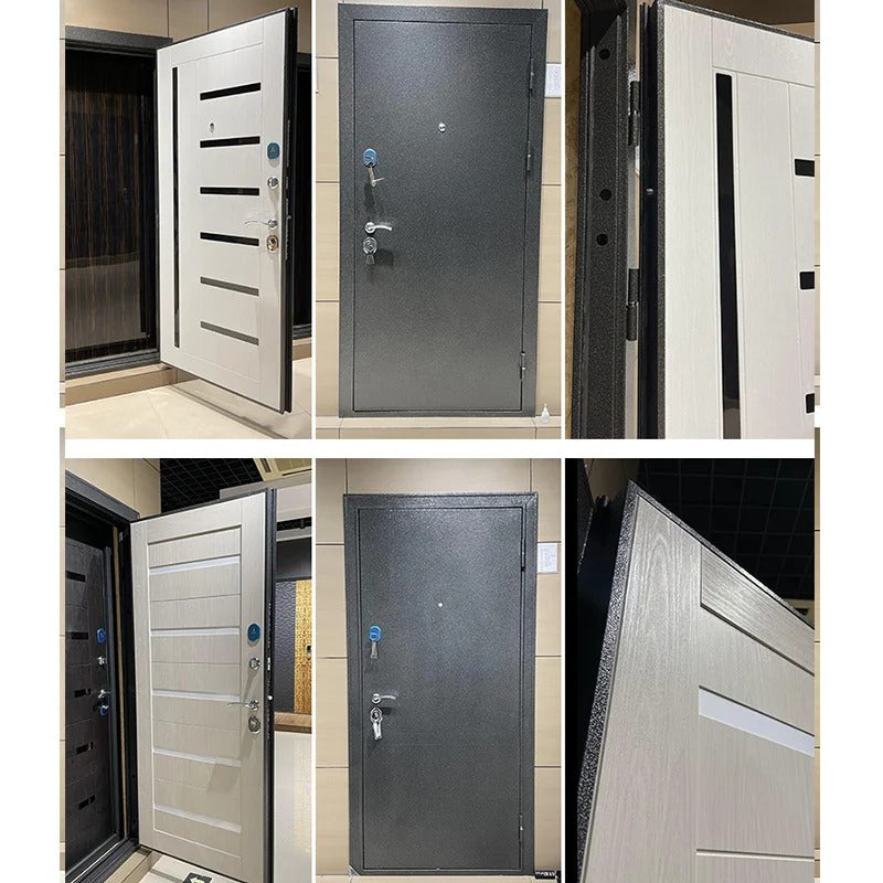 Rothnow stainless steel front door with brown finish, swing door design, 800mm wide by 2100mm high with 150mm wall thickness