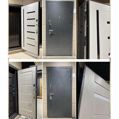 Rothnow stainless steel front door with brown finish, swing door design, 800mm wide by 2100mm high with 150mm wall thickness
