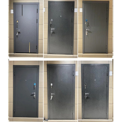 Rothnow stainless steel front door with brown finish, 800mm wide, 2100mm tall, swing entrance door with wall thickness.
