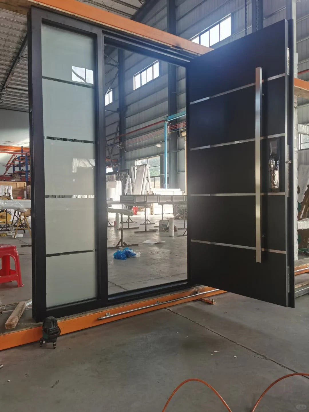 Brown Rothnow stainless steel front and entrance swing door with 800mm width, 2100mm height, 150mm wall thickness.