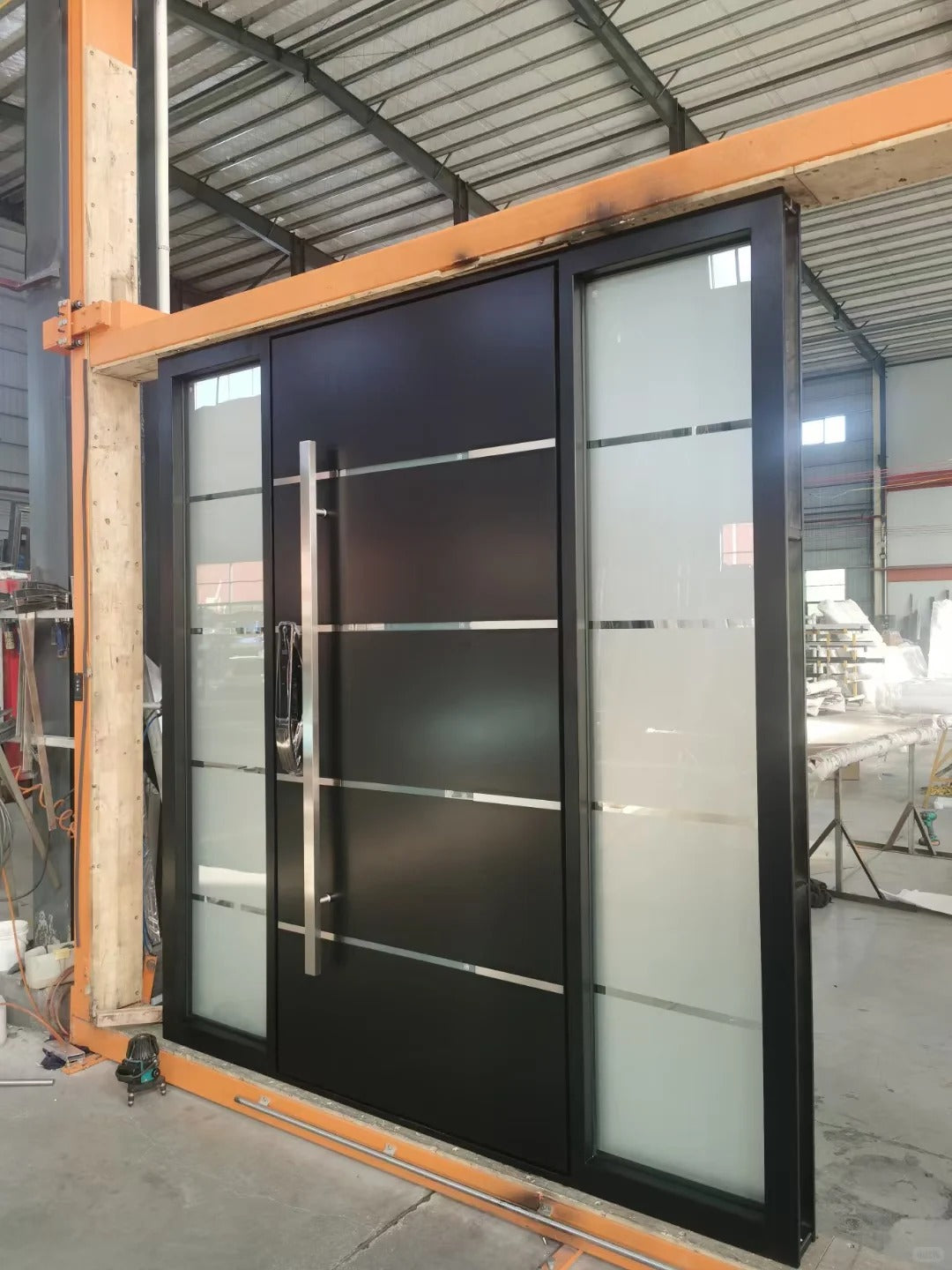 Rothnow stainless steel front entrance door with brown finish, swing door design, 800mm width and 2100mm height.