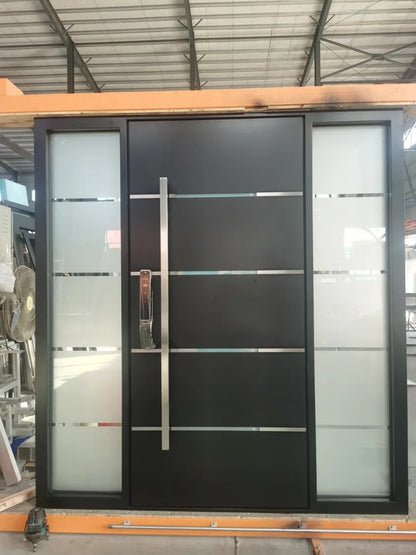 Rothnow stainless steel front and entrance swing door with brown finish, 800mm wide, 2100mm high, 150mm wall thickness
