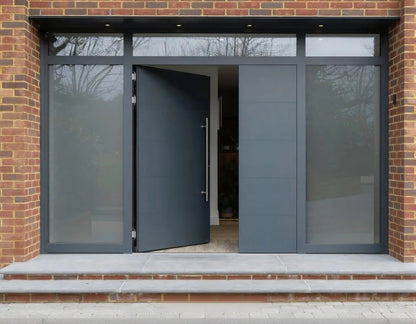 Rothnow stainless steel front and entrance door, brown pivot door with 800mm width and 2100mm height, wall thickness 150mm.