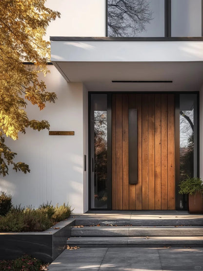Brown Rothnow wood front door with a sturdy design, 800mm wide by 2100mm high, featuring a solid entrance door style.