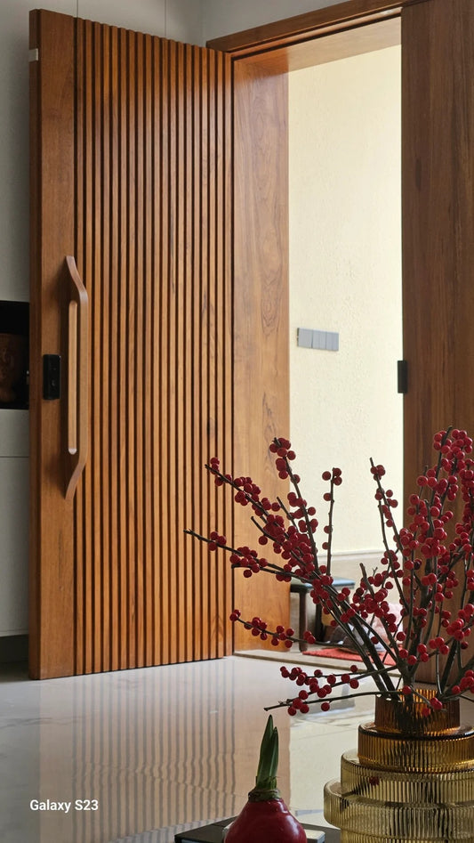 Rothnow® wood front entrance door in brown, 800mm W x 2100mm H, with swing design and 150mm wall thickness.