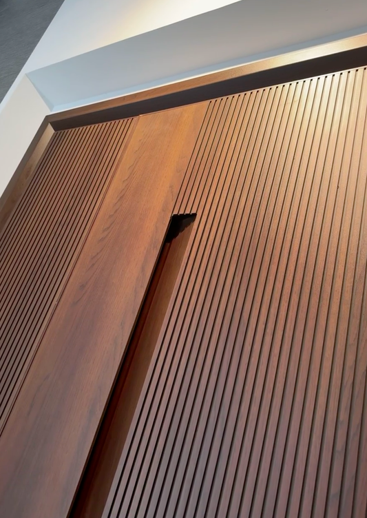 Brown Rothnow® wood front entrance door with swing design, 800mm width, 2100mm height, 150mm wall thickness, and sturdy construction.