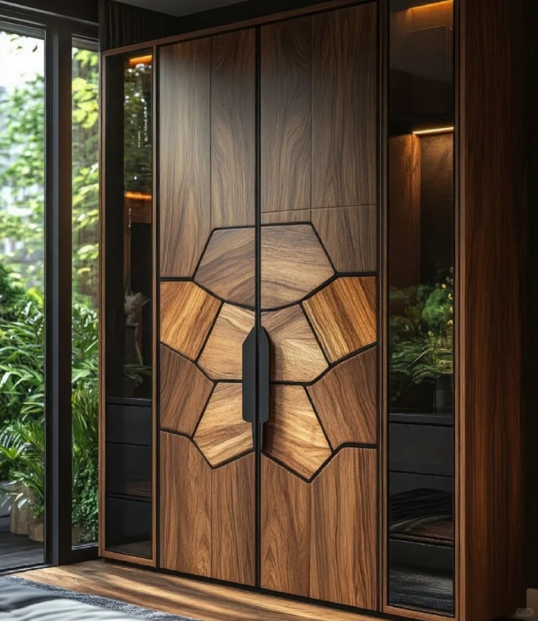 Rothnow Wood Front Door in brown, 800mm wide and 2100mm high with 150mm wall thickness, swing entrance door.