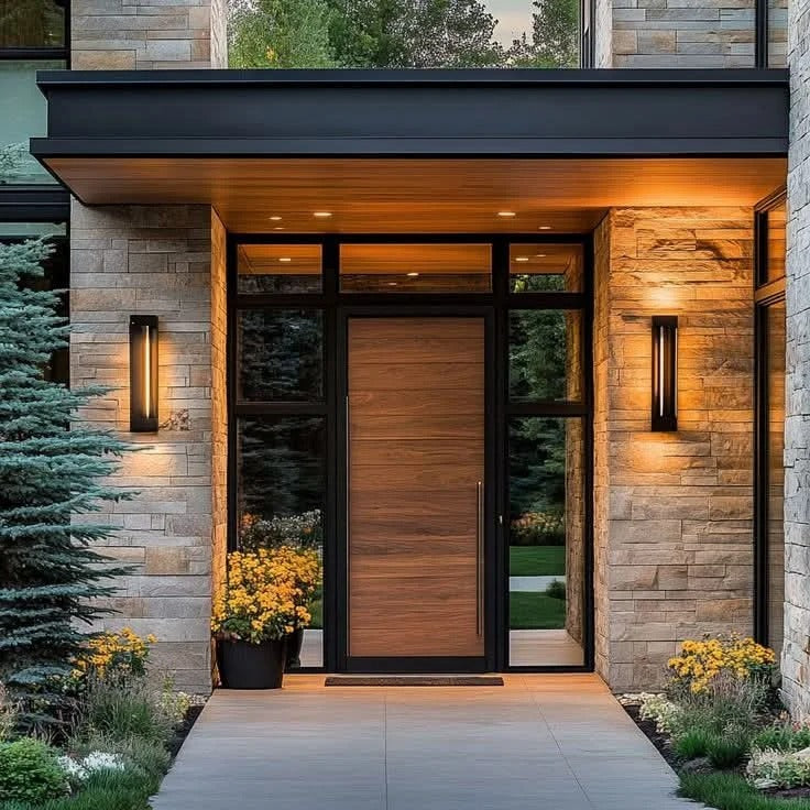 Rothnow wood front entrance door with pivot design, 800mm wide, brown finish, 2100mm high, sturdy wall-thick construction.