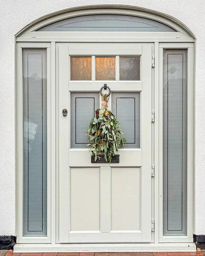 Rothnow wood front door with brown finish, pivot design, 800mm width and 2100mm height, suitable for entrance or exterior use.