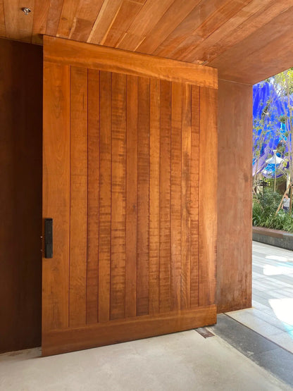 Rothnow wood front door and entrance door, brown, 800mm wide, 2100mm high, with pivot design and 150mm wall thickness
