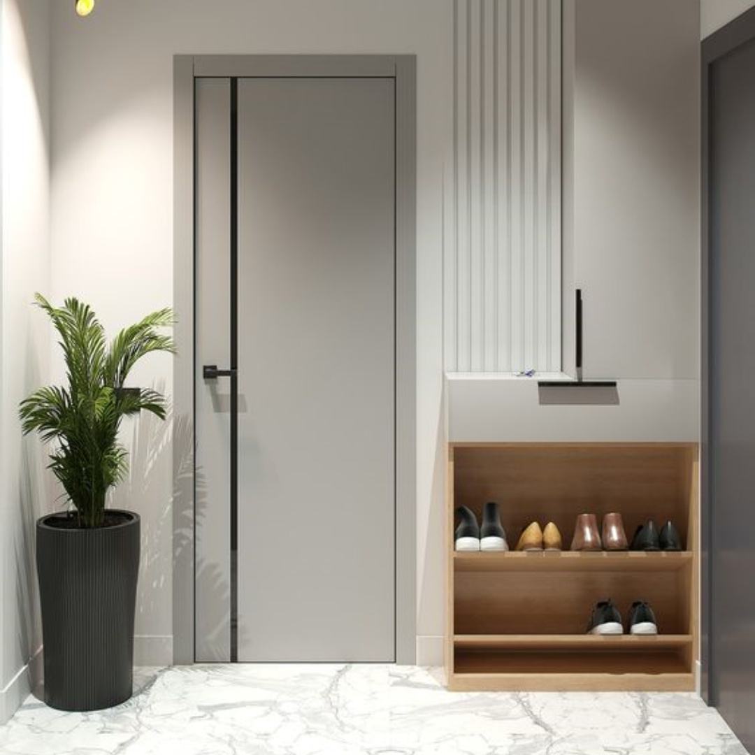 Rothnow wooden door with HPL finish, 800mm wide, 2100mm tall, 150mm wall thickness, suitable for interior or exterior use.