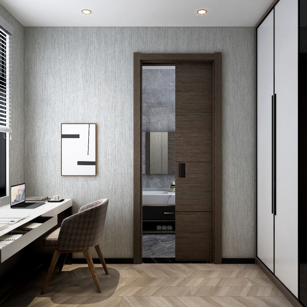 Rothnow wooden door with HPL finish, 800mm wide, 2100mm high, and 150mm wall thickness, featuring a sleek modern design.