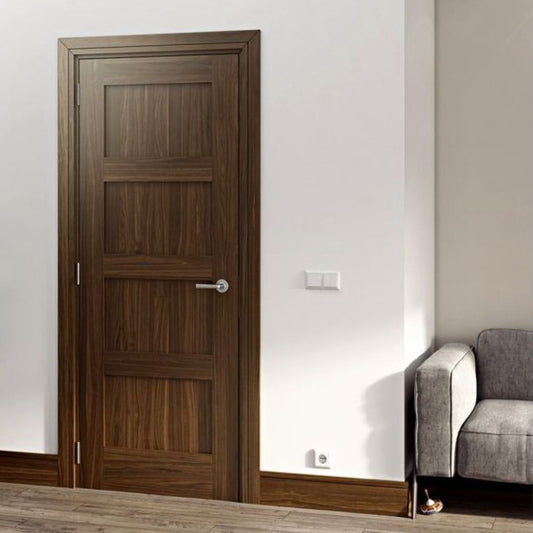 Rothnow wooden composite veneer door with 800mm width, 2100mm height, and 150mm wall thickness, showcasing natural wood grain.