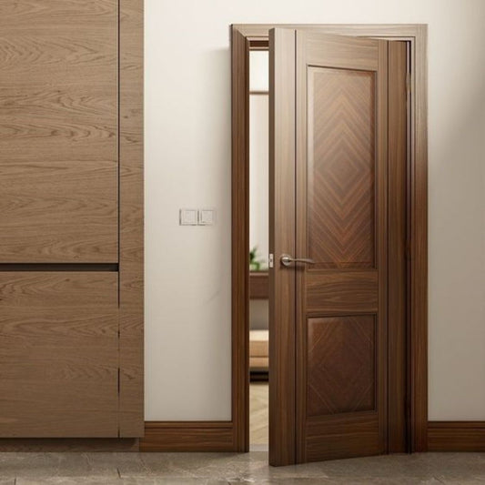 Rothnow wooden composite veneer door with 800mm width, 2100mm height, 150mm wall thickness, showcasing natural wood grain.
