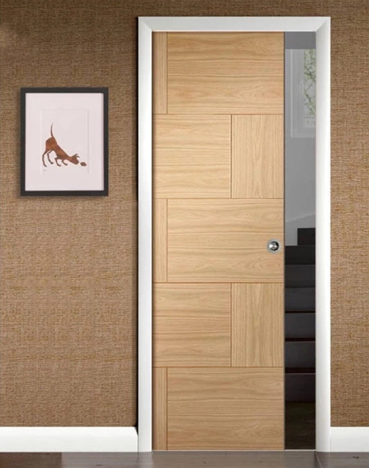 Rothnow® wooden door with composite veneer, 800mm wide and 2100mm high, featuring a natural wood finish and sturdy wall thickness.
