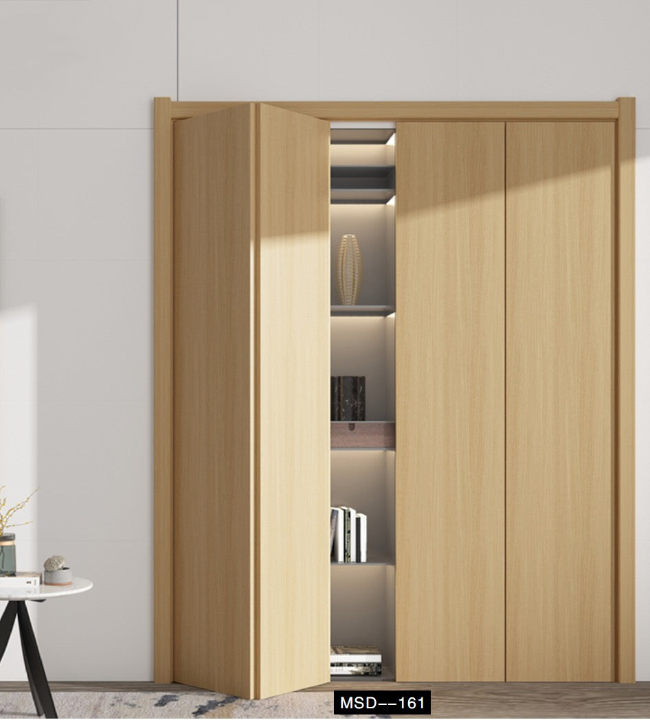 Rothnow wooden folding door with composite veneer finish, 800mm width, 2100mm height, suitable for interior doorway.