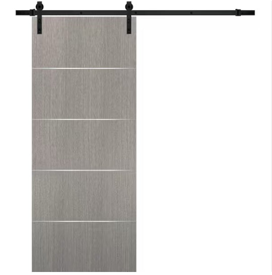 Rothnow wooden sliding barn door with composite veneer finish, measuring 800mm wide by 2100mm high with 150mm wall thickness.