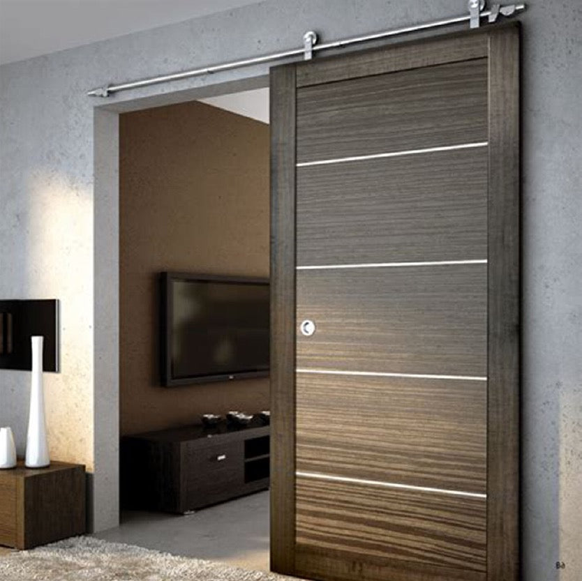 Rothnow Wooden Sliding Barn Door with composite veneer, 800mm wide, 2100mm high, wall-thick, natural wood finish.