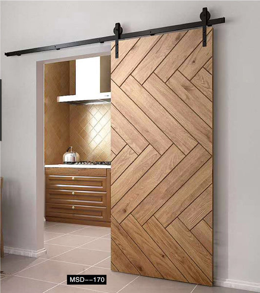 Rothnow wooden sliding barn door with composite veneer finish, 800mm wide, 2100mm high, wall-mounted door for interior spaces.