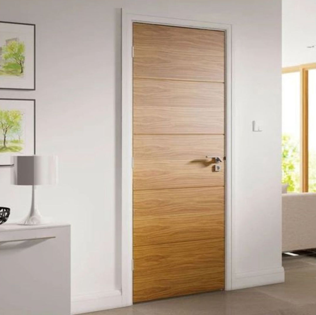 Rothnow wooden door RN-WD145 with composite veneer, 800mm wide, 2100mm high, 150mm wall thickness, natural wood finish.
