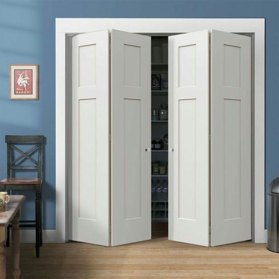 Rothnow® wooden folding door with white lacquer finish, 800mm wide, 2100mm high, 150mm wall thickness, ideal for interior spaces.