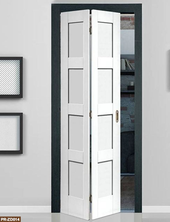 Rothnow® wooden folding door, white lacquer finish, 800mm wide and 2100mm high, with 150mm wall thickness, ideal for interior use.