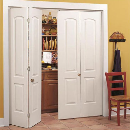 Rothnow® wooden folding door with white lacquer finish, 800mm wide, 2100mm high, and 150mm wall thickness, for interior use.