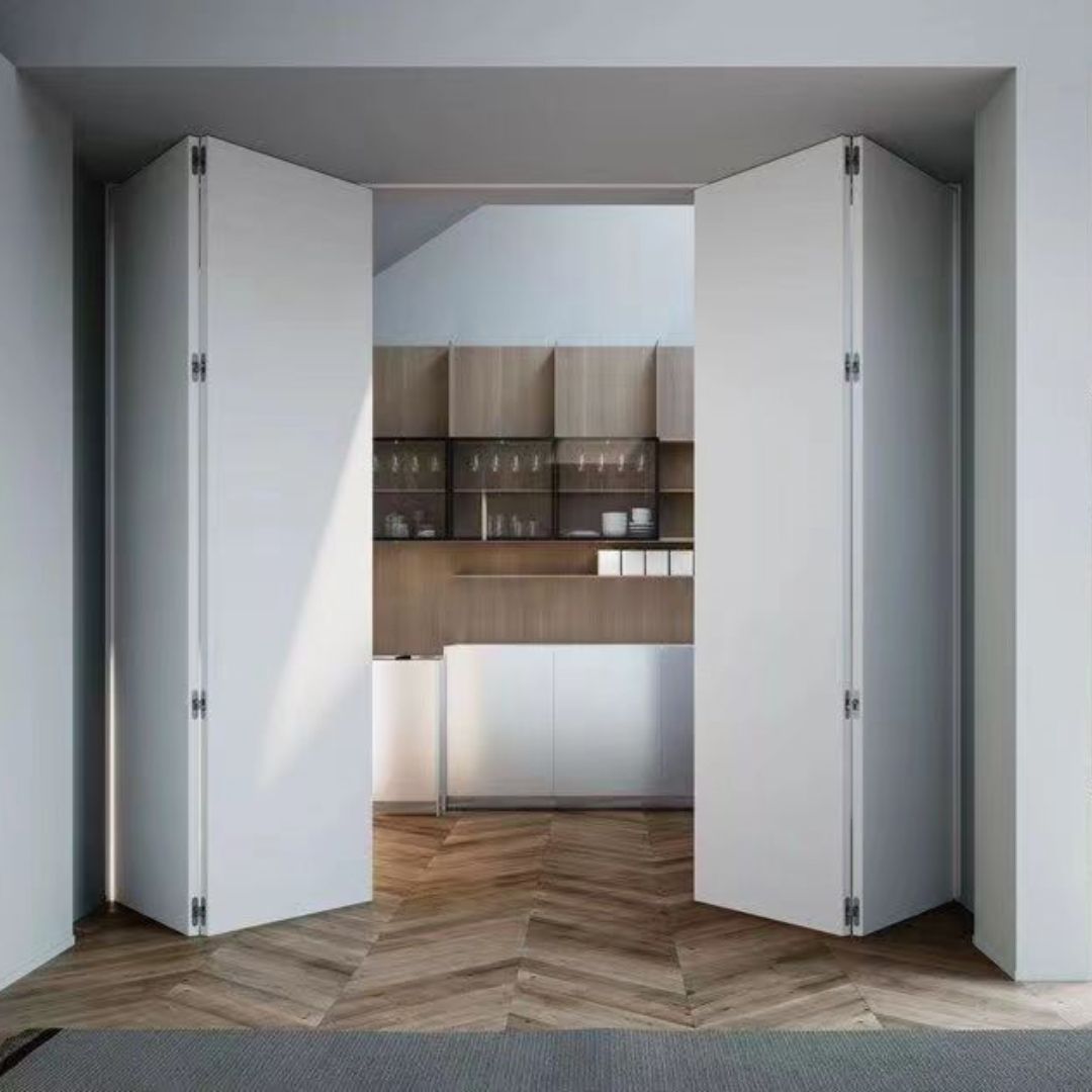 Rothnow® Wooden Folding Door, lacquered white finish, 800mm wide, 2100mm tall, suitable for interior doorway, wall thickness 150mm