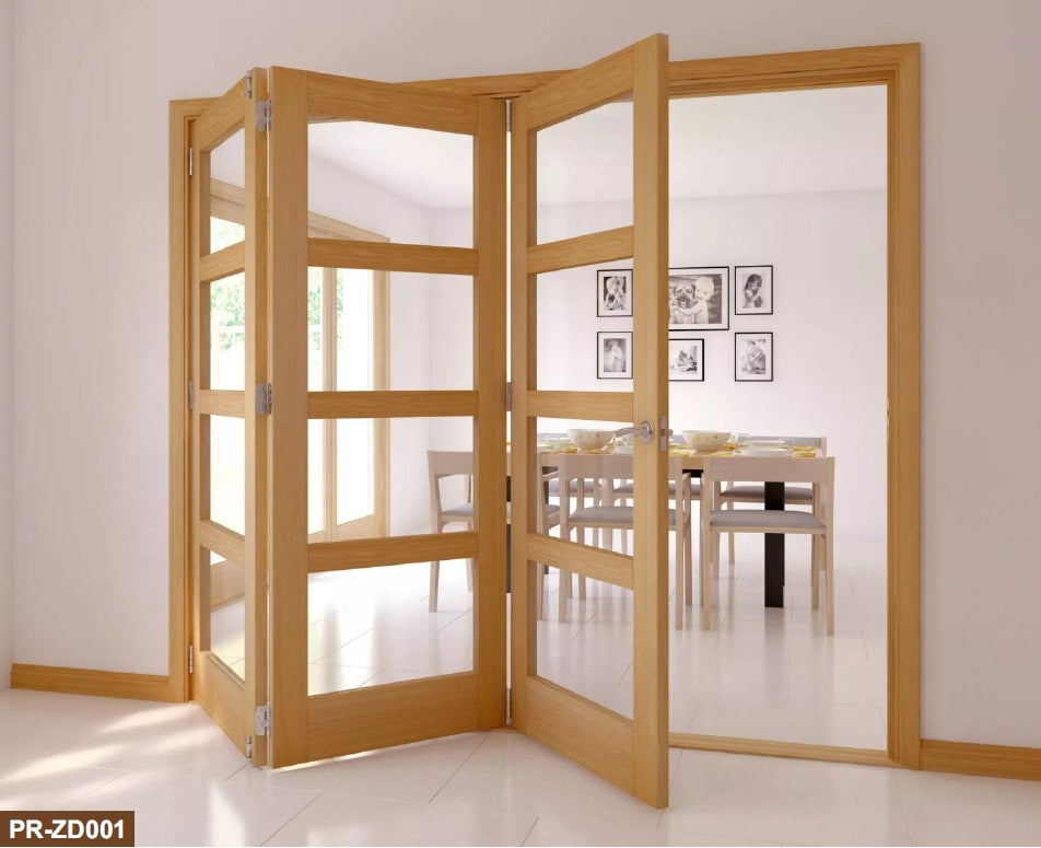 Rothnow® wooden folding door with lacquer finish, white color, 800mm width, 2100mm height, 150mm wall thickness, classic design