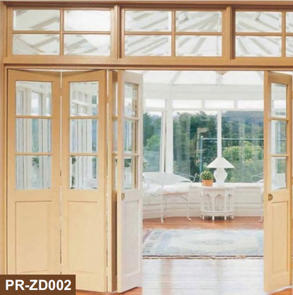 Rothnow® wooden folding door with lacquer finish, white lacquered door with dimensions 800mm width and 2100mm height, wall thickness 150mm.