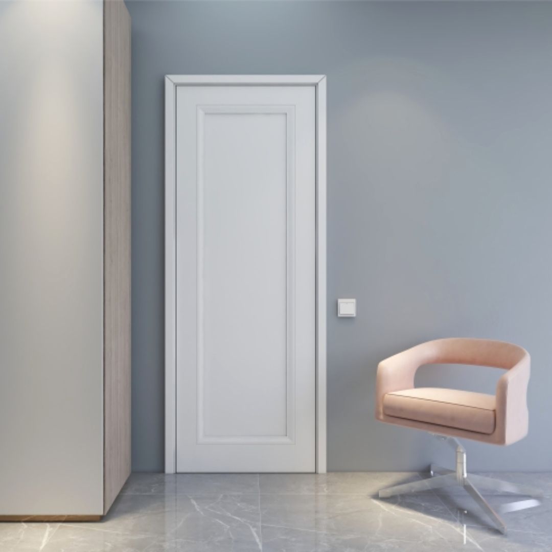 Rothnow® wooden lacquer door, white finish, 800mm width and 2100mm height, with 150mm wall thickness, modern interior door.