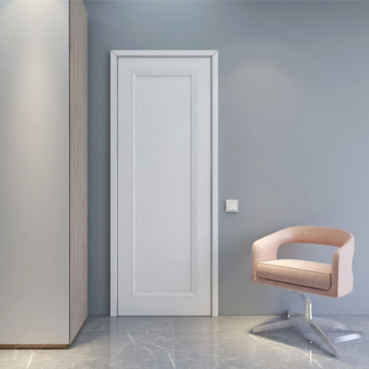 Rothnow® wooden lacquer door, white finish, 800mm width and 2100mm height, with 150mm wall thickness, modern interior door.