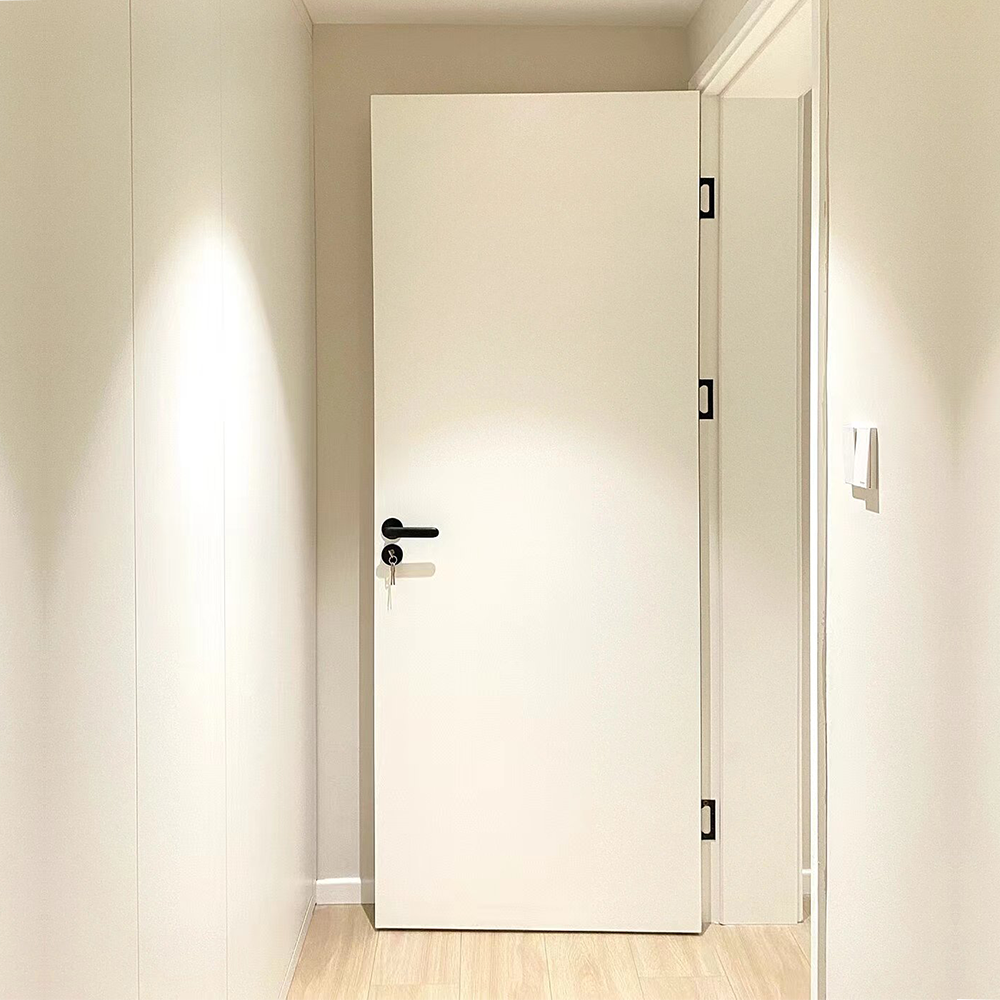 Rothnow® wooden lacquer door, white finish, 800mm width, 2100mm height, with 150mm wall thickness, modern door design.