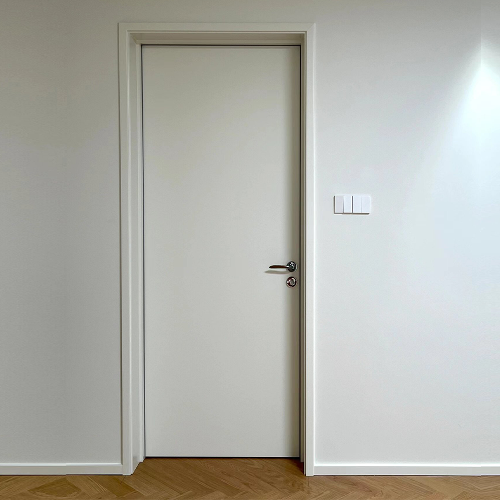 Rothnow wooden door RN-WD030, white lacquer finish, 800mm wide, 2100mm high, with 150mm wall thickness, natural wood texture