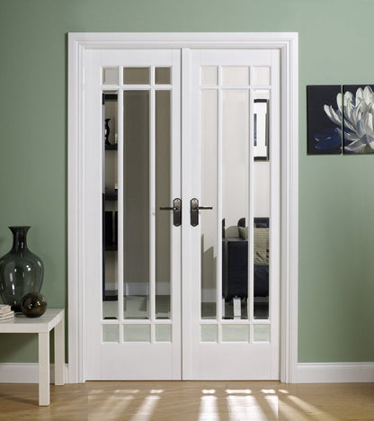 Rothnow® wooden lacquer door, white finish, 800mm wide x 2100mm high, with 150mm wall thickness, for interior use.