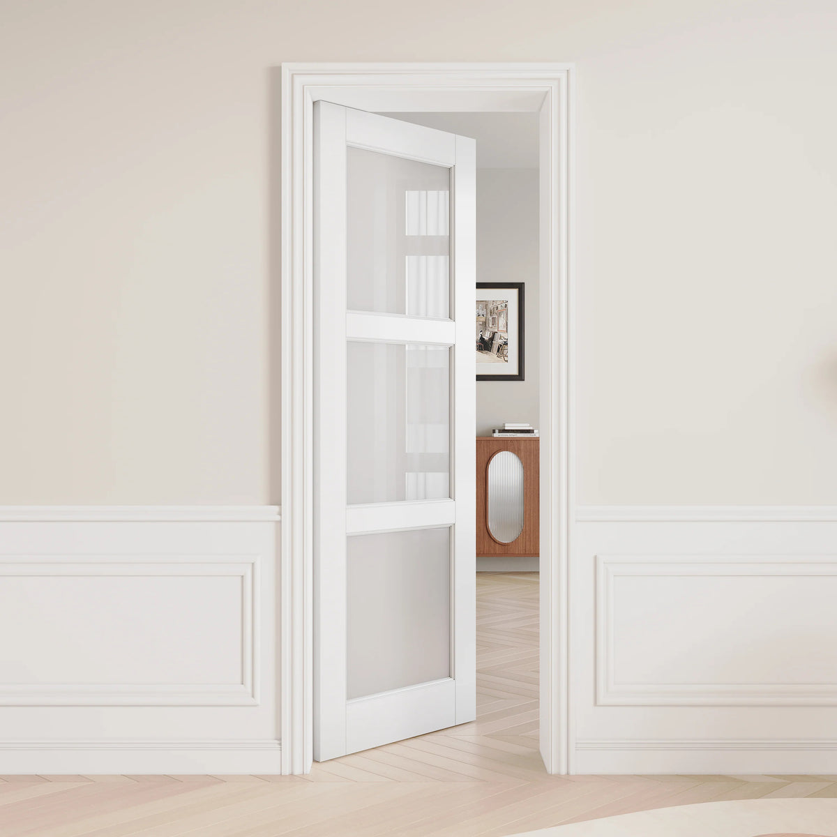 Rothnow wooden door with lacquer finish, 800mm wide by 2100mm high, featuring a white color and 150mm wall thickness.