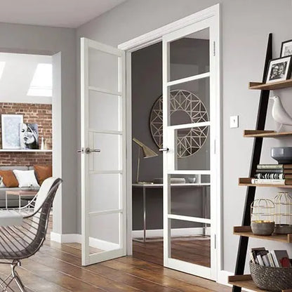 Rothnow® wooden lacquer door, white finish, 800mm wide and 2100mm tall, with 150mm wall thickness, modern interior door design