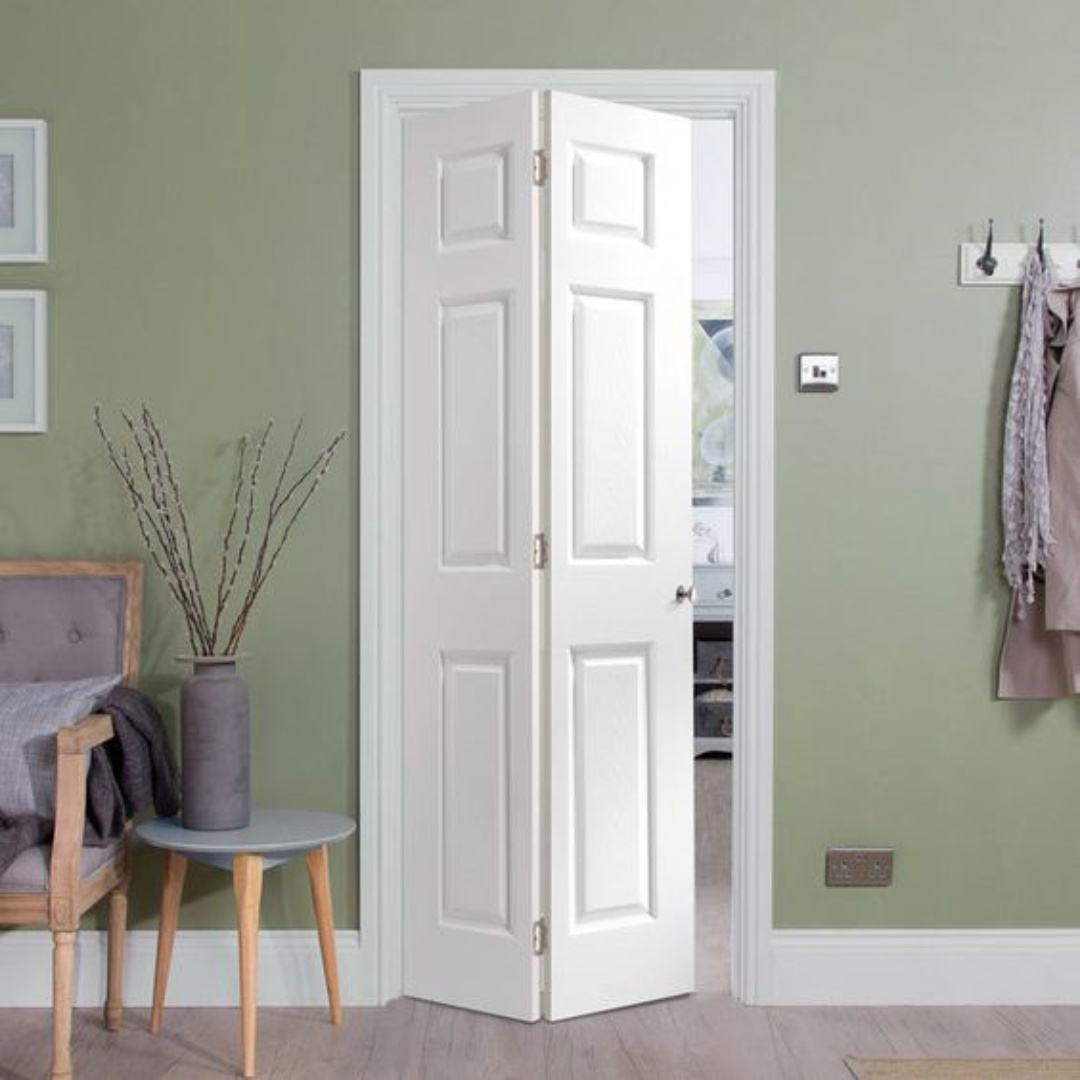 Rothnow wooden lacquer folding door in white, 800mm wide and 2100mm high, with 150mm wall thickness, for interior use