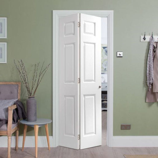 Rothnow wooden lacquer folding door in white, 800mm wide and 2100mm high, with 150mm wall thickness, for interior use