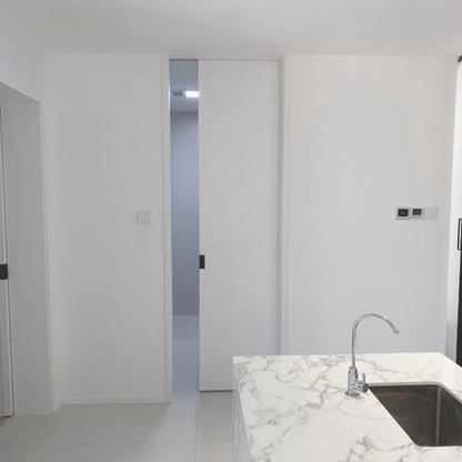 Rothnow® wooden pocket door with lacquer finish, 800mm wide, white, 2100mm high, designed for interior room access