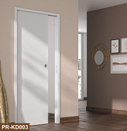 Rothnow® Wooden Lacquered Pocket Door in white, 800mm wide, 2100mm high, with 150mm wall thickness, modern interior door design.