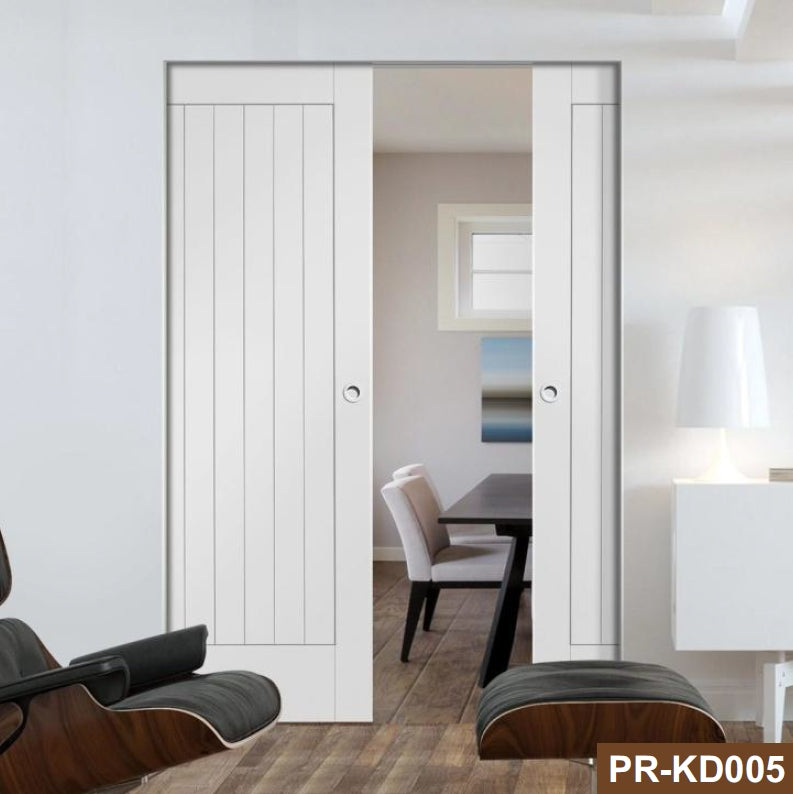 Rothnow® wooden lacquered pocket door in white, 800mm wide, 2100mm high, with 150mm wall thickness, for interior use