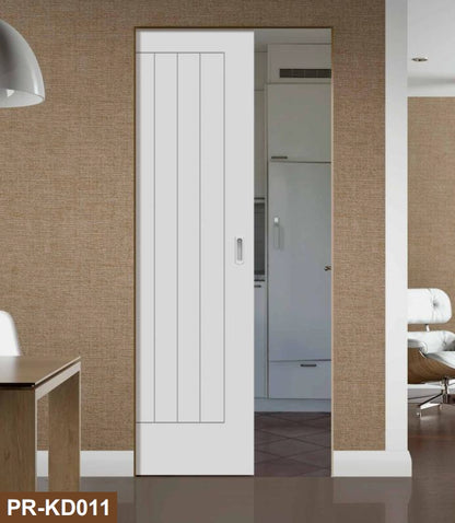 Rothnow® wooden lacquered pocket door in white, 800mm wide x 2100mm high, with 150mm wall thickness, modern interior door