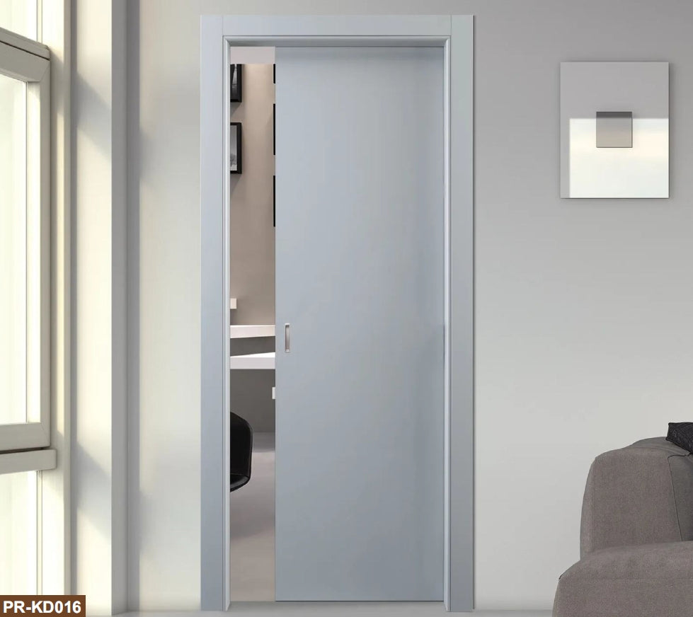 Rothnow wooden lacquer pocket door with white finish, 800mm wide, 2100mm tall, 150mm wall thickness, modern interior door design