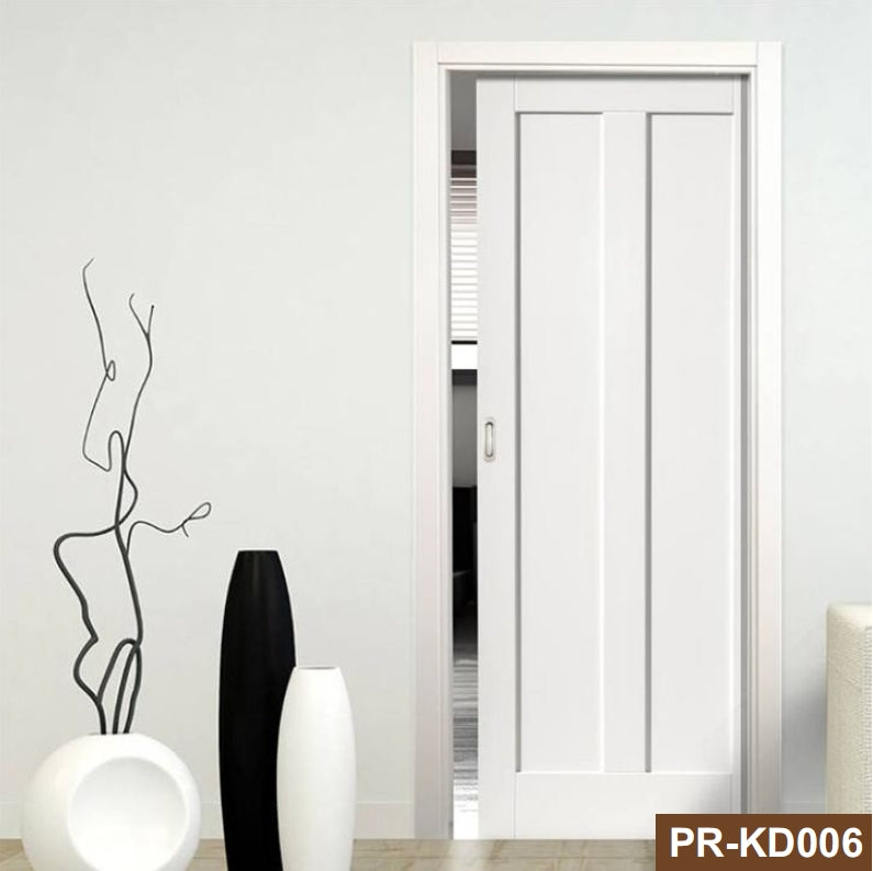 Rothnow® wooden lacquered pocket door with white finish, 800mm wide, 2100mm high, 150mm wall thickness, for interior use