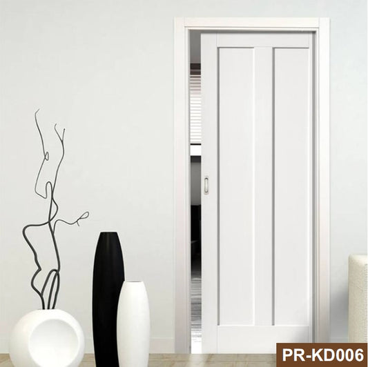 Rothnow® wooden lacquered pocket door with white finish, 800mm wide, 2100mm high, 150mm wall thickness, for interior use