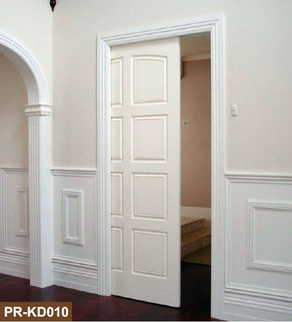 Rothnow® wooden lacquer pocket door, white lacquer finish, 800mm width, 2100mm height, wall thickness 150mm, modern interior door