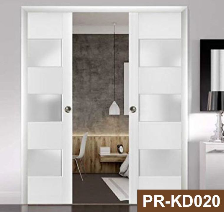 Rothnow wooden lacquered pocket door, white finish, 800mm wide, 2100mm high, with 150mm wall thickness, modern interior door