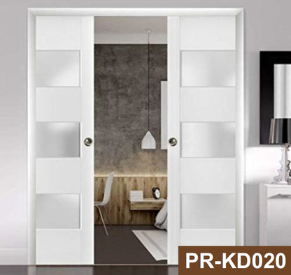 Rothnow wooden lacquered pocket door, white finish, 800mm wide, 2100mm high, with 150mm wall thickness, modern interior door