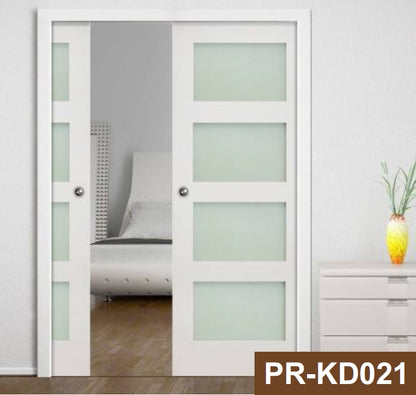 Rothnow® wooden lacquered pocket door, white lacquer finish, 800mm wide and 2100mm tall, with 150mm wall thickness.
